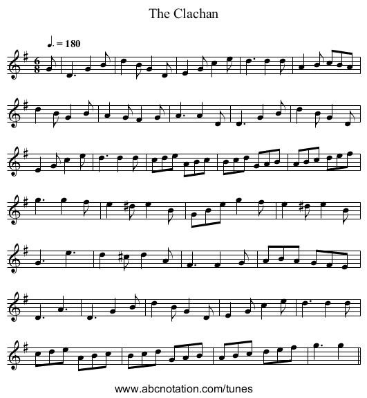 The Clachan - staff notation