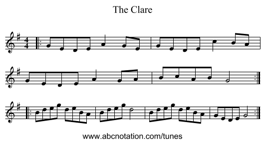 The Clare - staff notation