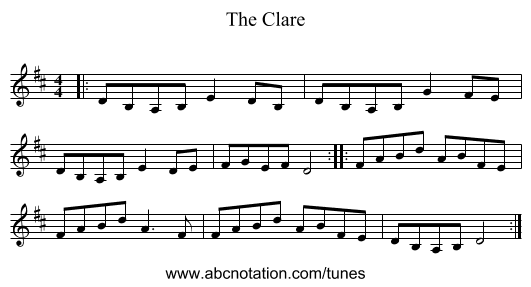 The Clare - staff notation