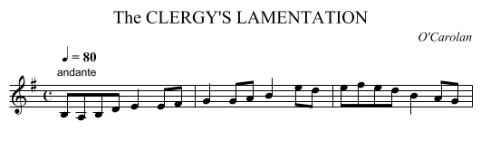The CLERGY'S LAMENTATION - staff notation