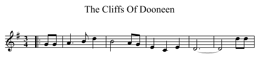 The Cliffs Of Dooneen - staff notation