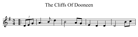 The Cliffs Of Dooneen - staff notation
