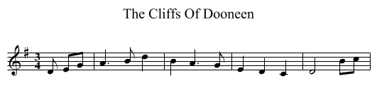 The Cliffs Of Dooneen - staff notation