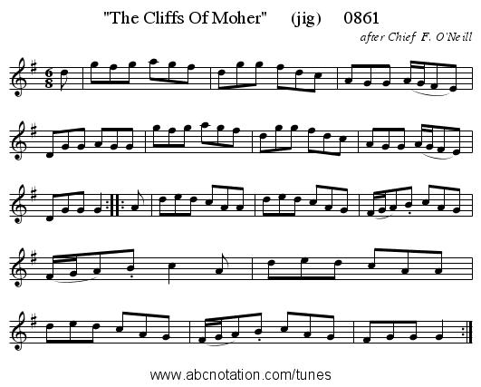 The Cliffs Of Moher     (jig)     0861 - staff notation