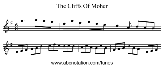 The Cliffs Of Moher - staff notation