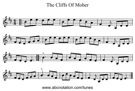 The Cliffs Of Moher - staff notation