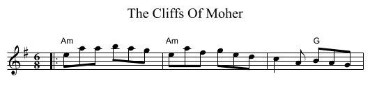 The Cliffs Of Moher - staff notation