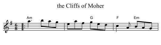 the Cliffs of Moher - staff notation