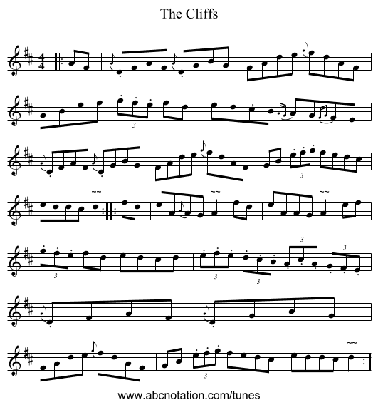 The Cliffs - staff notation