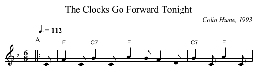The Clocks Go Forward Tonight - staff notation