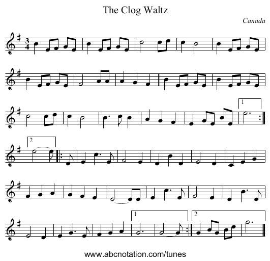 The Clog Waltz - staff notation