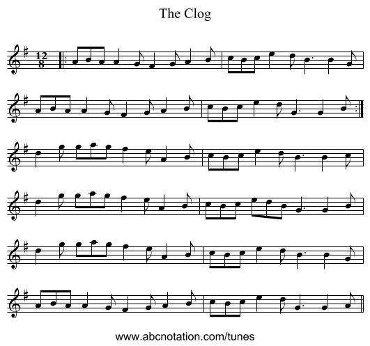 The Clog - staff notation