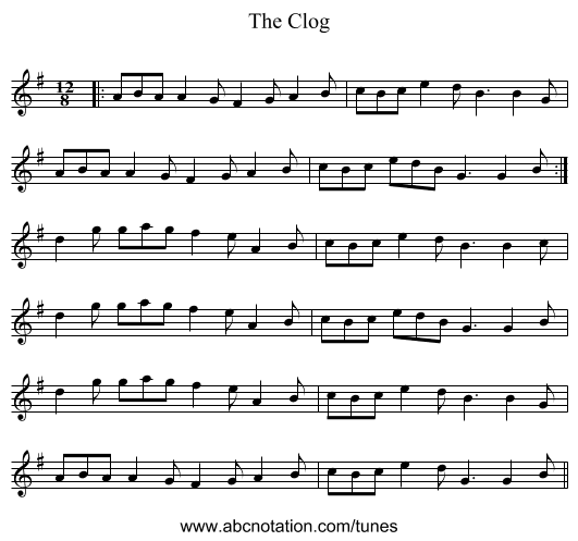 The Clog - staff notation