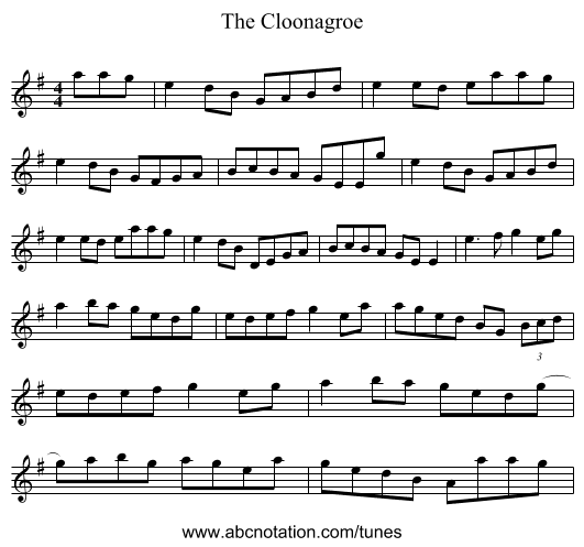 The Cloonagroe - staff notation