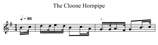 The Cloone Hornpipe - staff notation