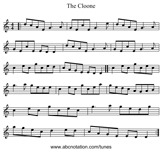 The Cloone - staff notation