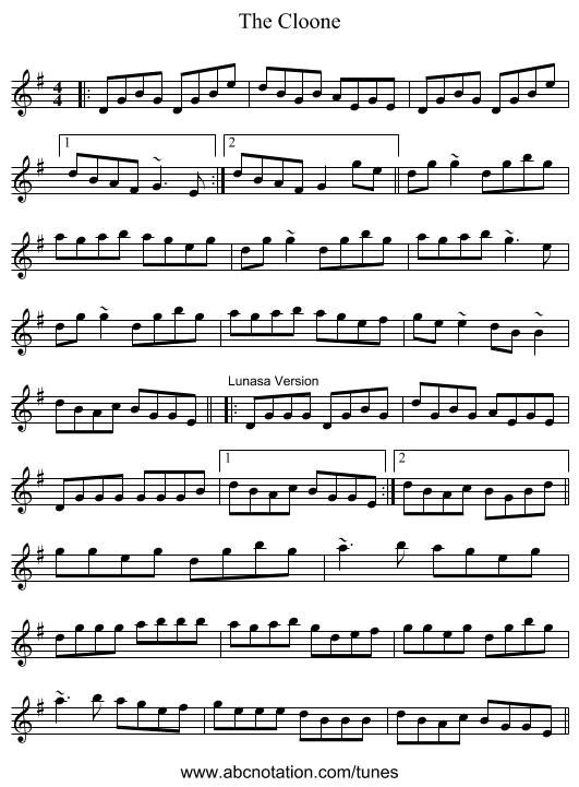 The Cloone - staff notation