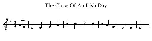 The Close Of An Irish Day - staff notation