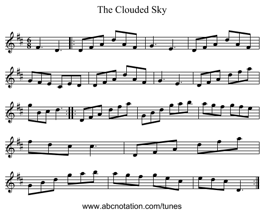The Clouded Sky - staff notation