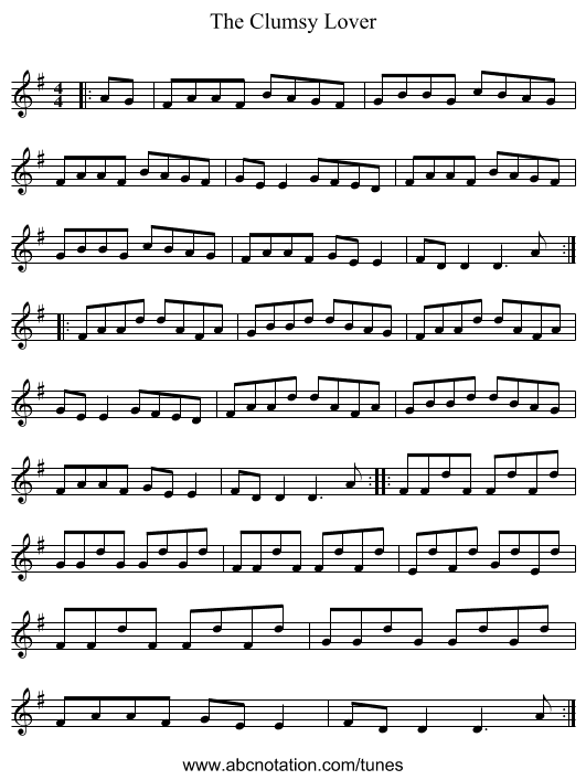 The Clumsy Lover - staff notation