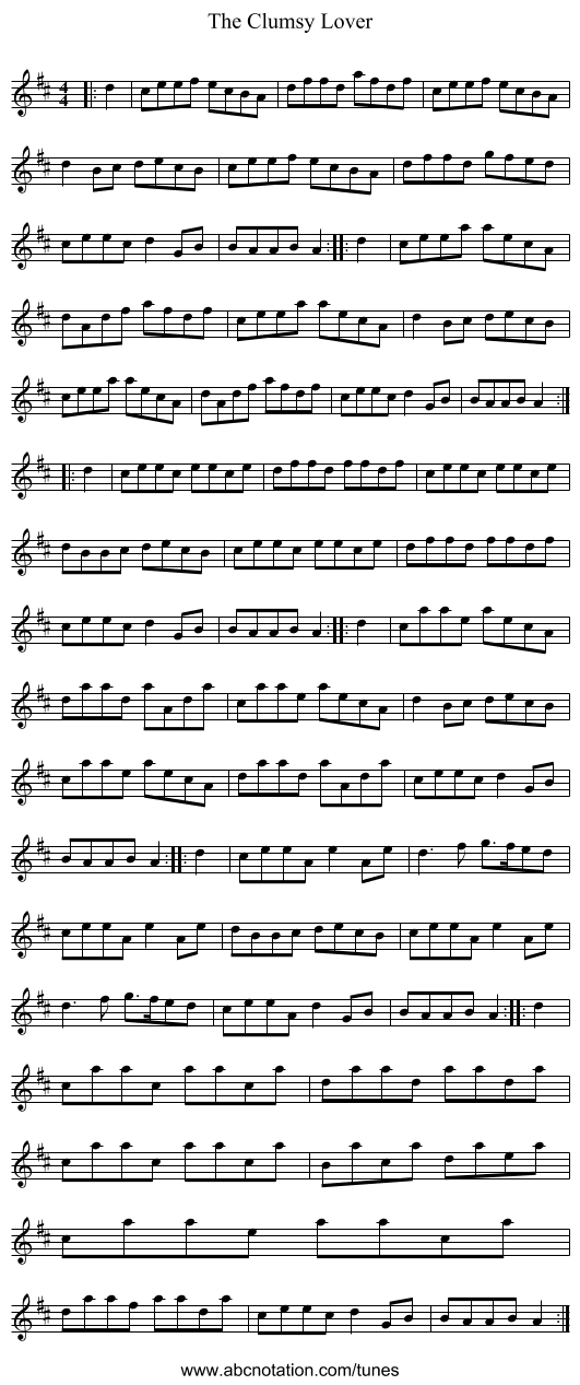 The Clumsy Lover - staff notation