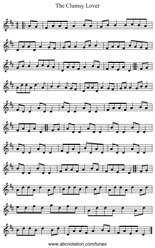 The Clumsy Lover - staff notation