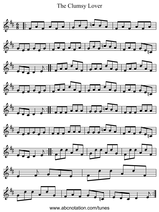 The Clumsy Lover - staff notation