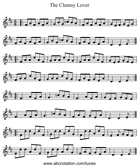 The Clumsy Lover - staff notation