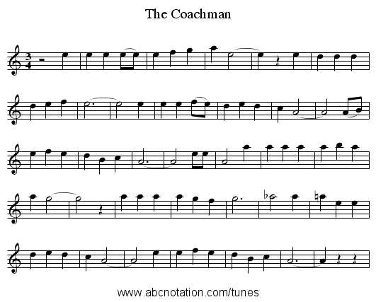 The Coachman - staff notation