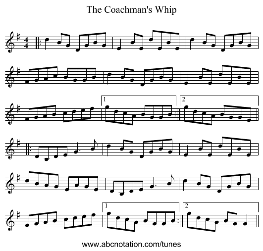 The Coachman's Whip - staff notation