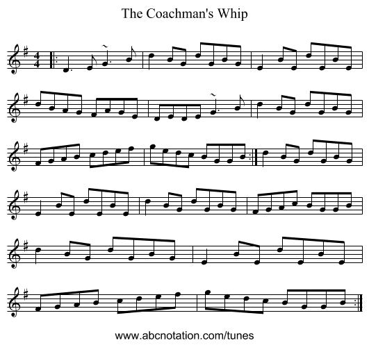 The Coachman's Whip - staff notation