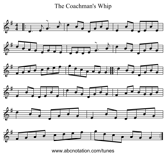 The Coachman's Whip - staff notation
