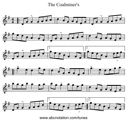 The Coalminer's - staff notation