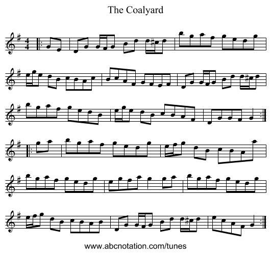 The Coalyard - staff notation