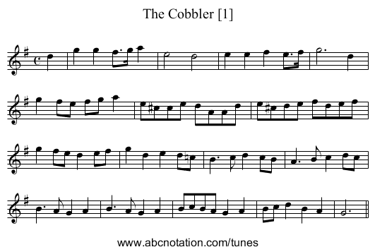 The Cobbler [1] - staff notation