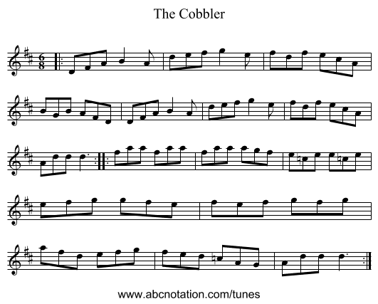 The Cobbler - staff notation