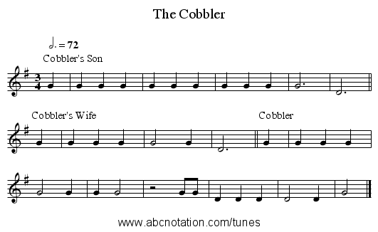 The Cobbler - staff notation