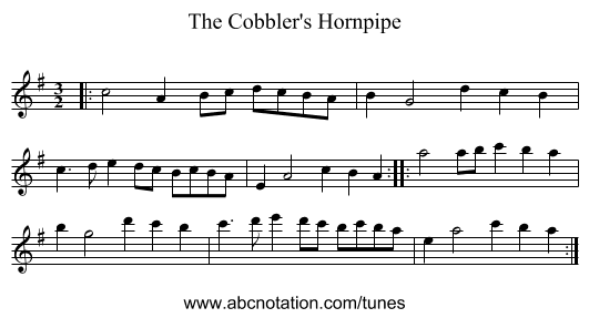 The Cobbler's Hornpipe - staff notation