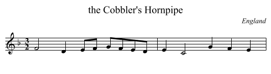 the Cobbler's Hornpipe - staff notation