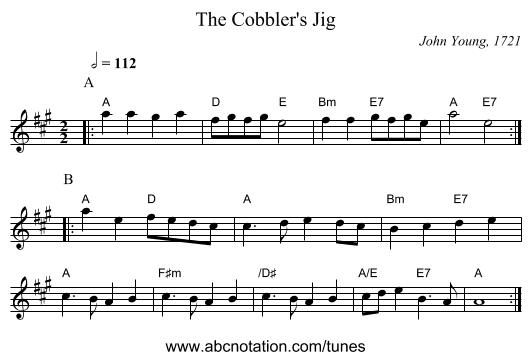 The Cobbler's Jig - staff notation