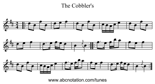 The Cobbler's - staff notation
