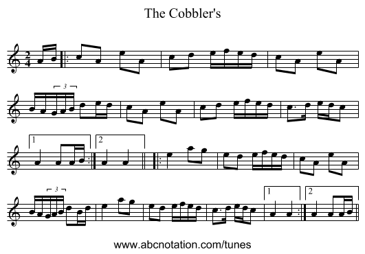 The Cobbler's - staff notation