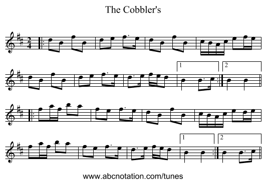 The Cobbler's - staff notation