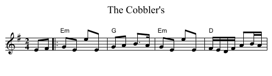 The Cobbler's - staff notation