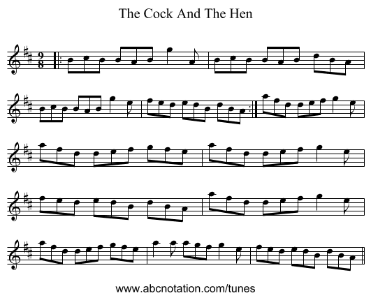The Cock And The Hen - staff notation