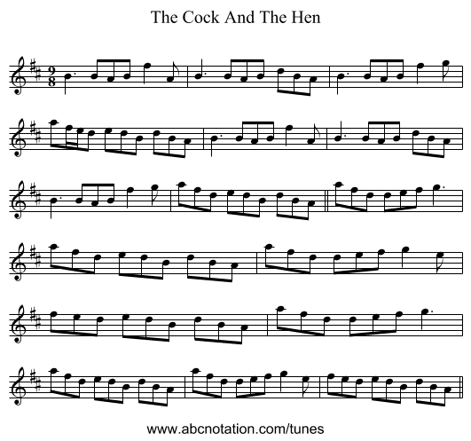 The Cock And The Hen - staff notation