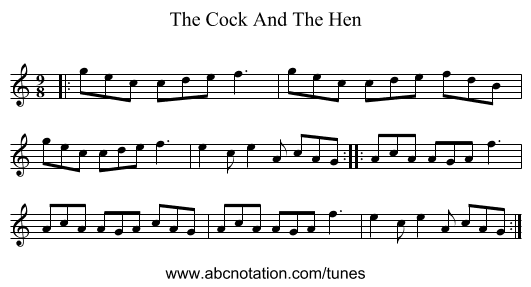 The Cock And The Hen - staff notation