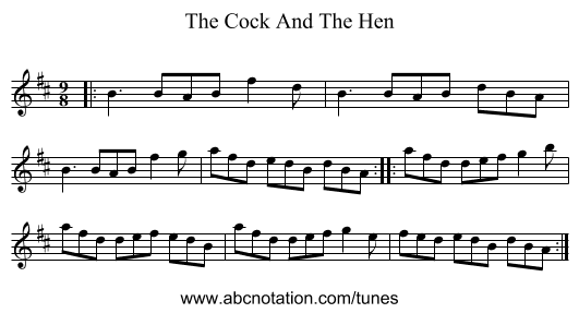 The Cock And The Hen - staff notation