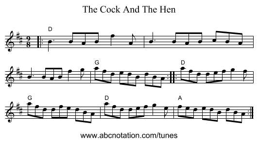 The Cock And The Hen - staff notation