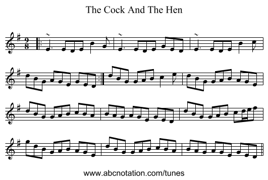 The Cock And The Hen - staff notation